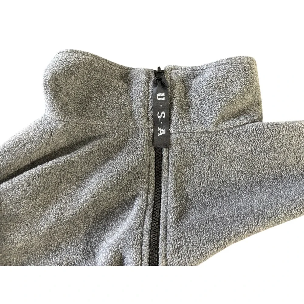 Vintage USA Olympics Fleece Jacket Gray Full Zip Embroidered Rings Logo Mens S